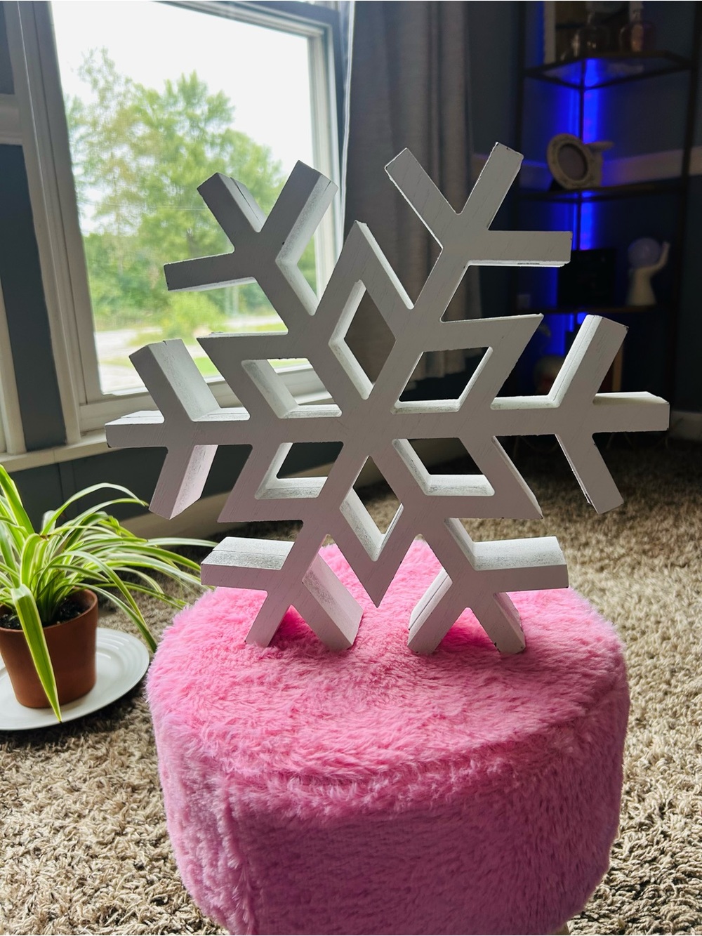 Kirklands Large Heavy White Wooden Snowflake Holiday Accent